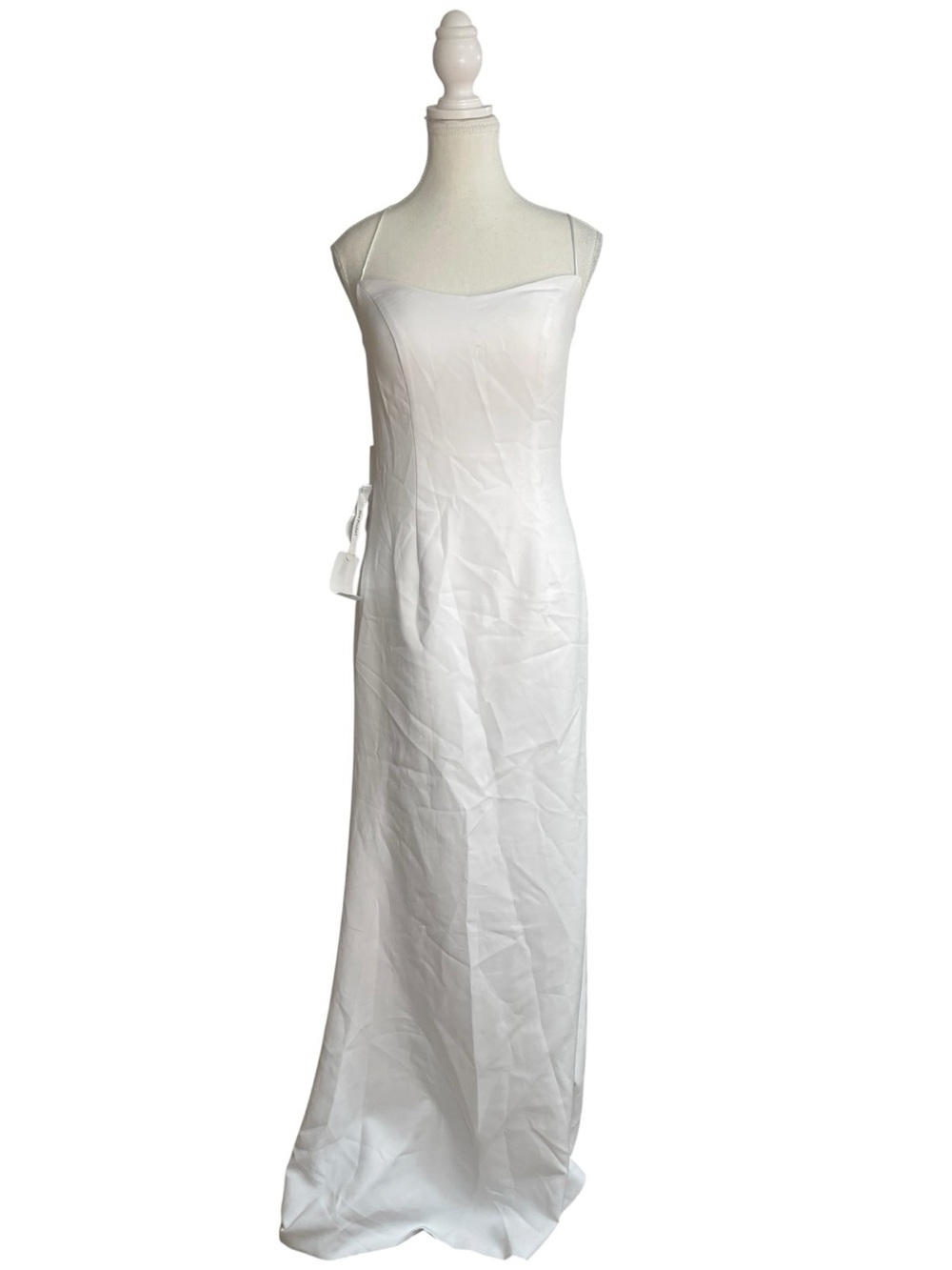 Miss Veil Satin Slip Maxi Dress Gown White